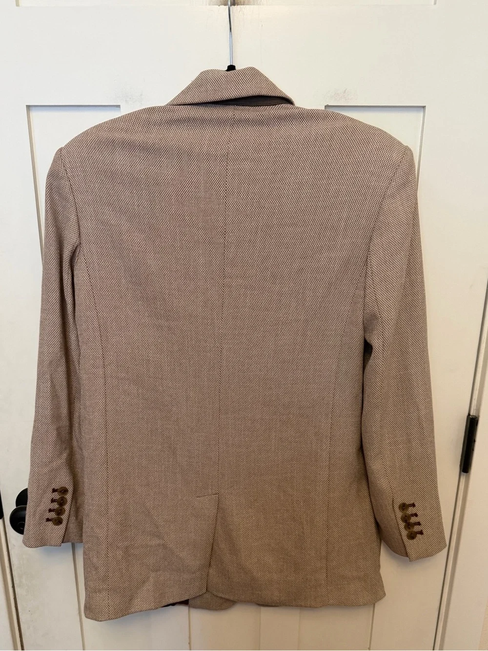 Express Textured Oversized Blazer Boyfriend Fit Beige Neutral Two Button Lined S - Picture 9 of 12